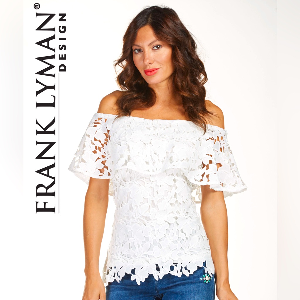 Frank Lyman Design Lace Tunic Blouse Off Shoulder Size 6